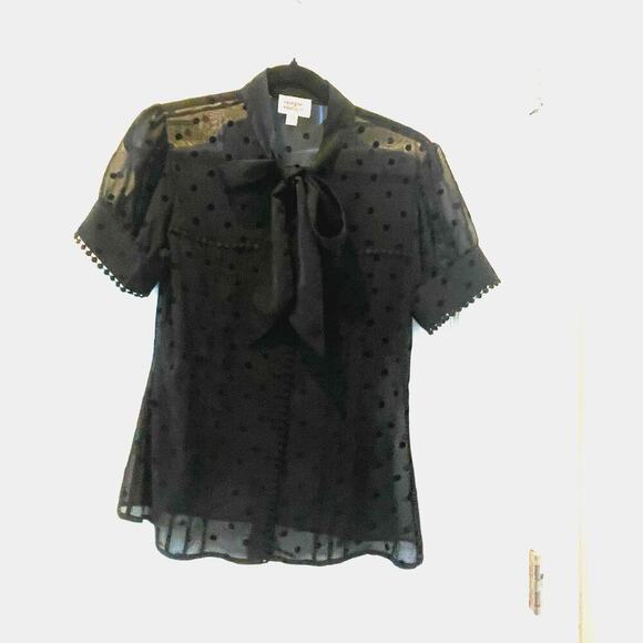 Unique Vintage Knit Lace Tie Button Up Knit Top Sz Medium 1950s - Picture 4 of 7